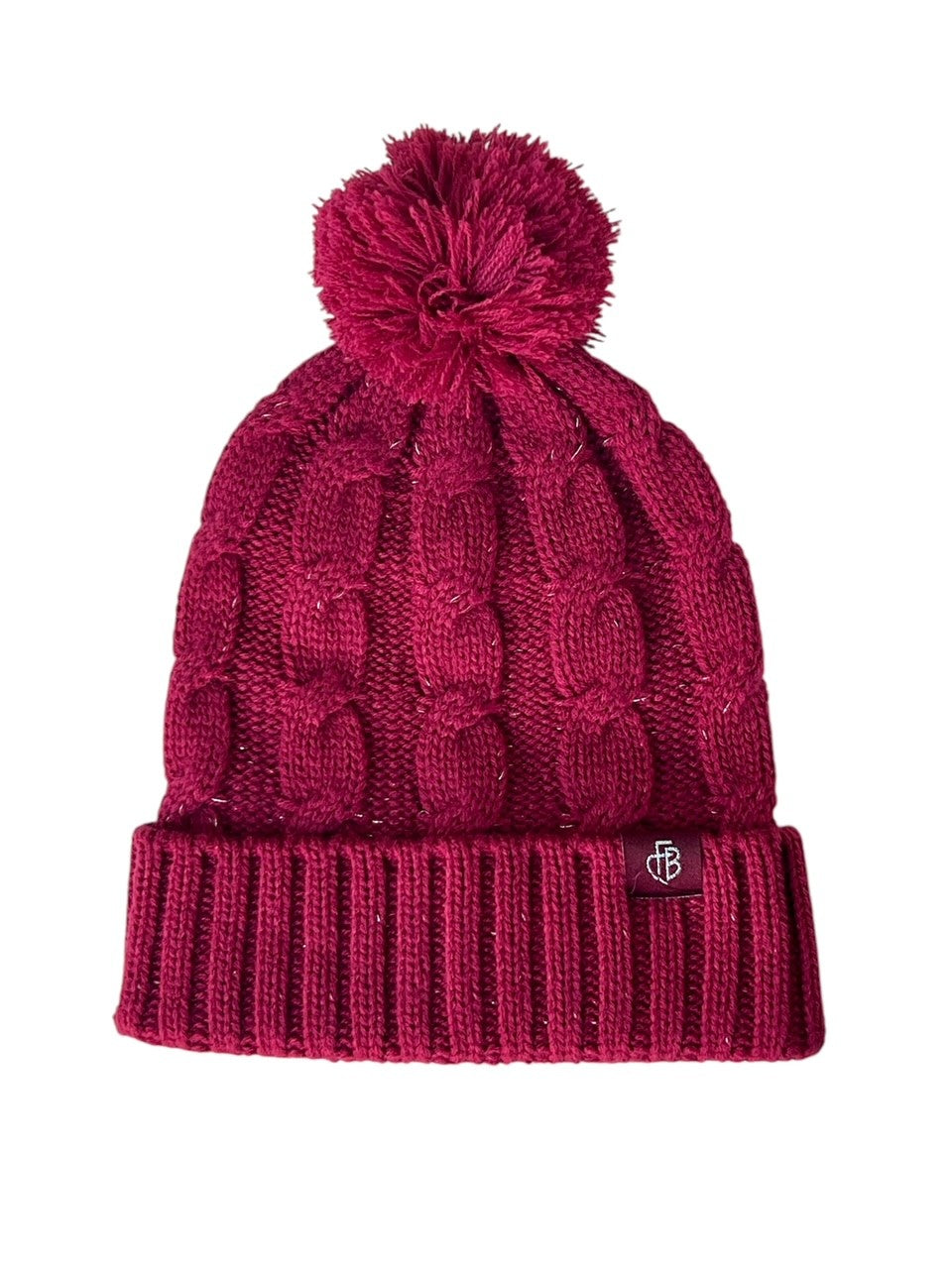 Bommelstrickmütze bordeaux Mono