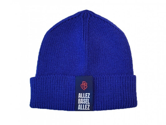 Strickbeanie blau "ALLEZ BASEL ALLEZ"