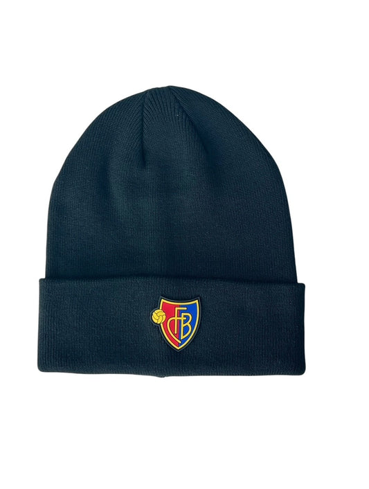 Beanie schwarz Rubber-Wappen