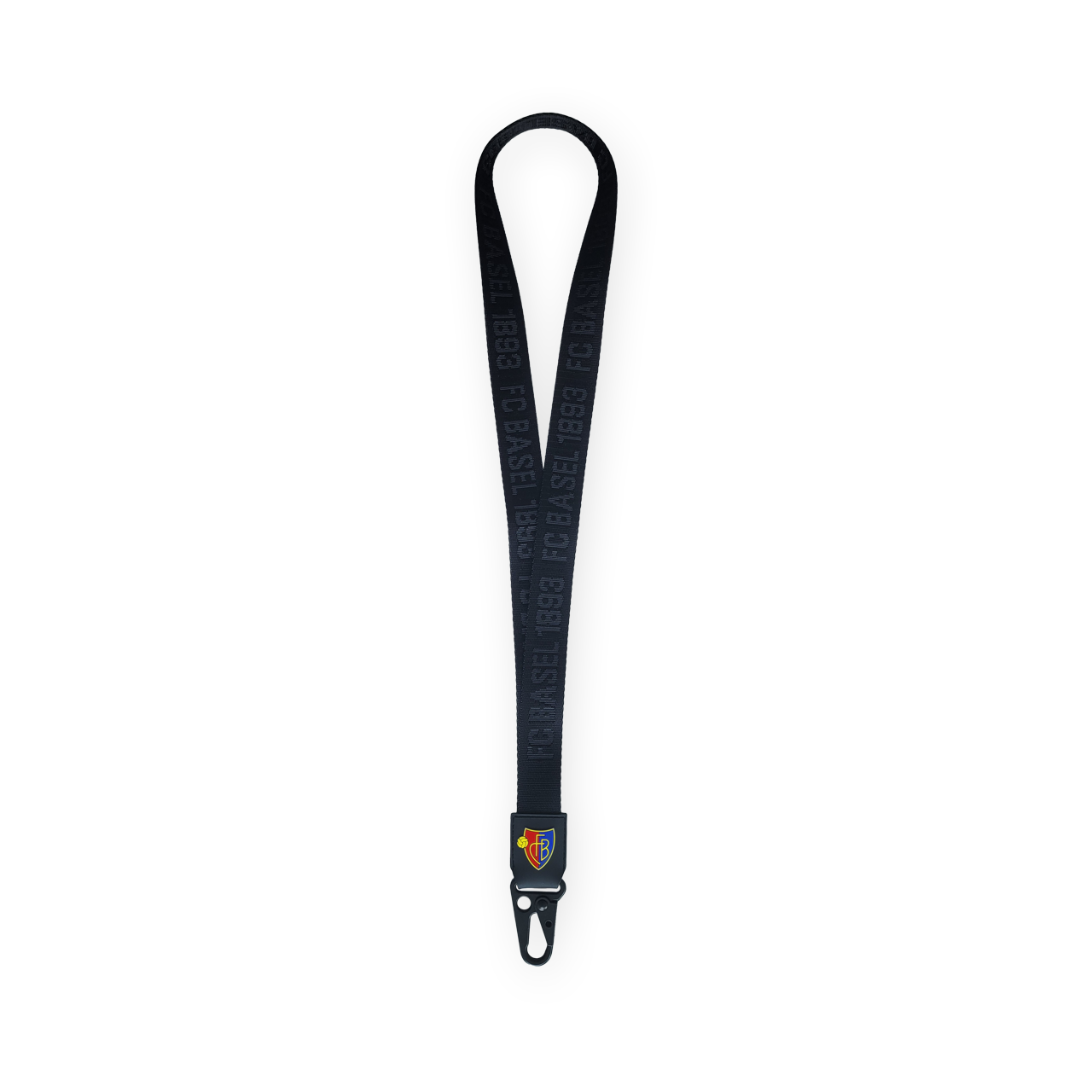 Lanyard lang schwarz, Logo-Rubber